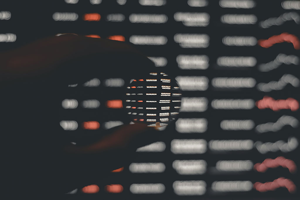 looking through a fisheye lens at a control board